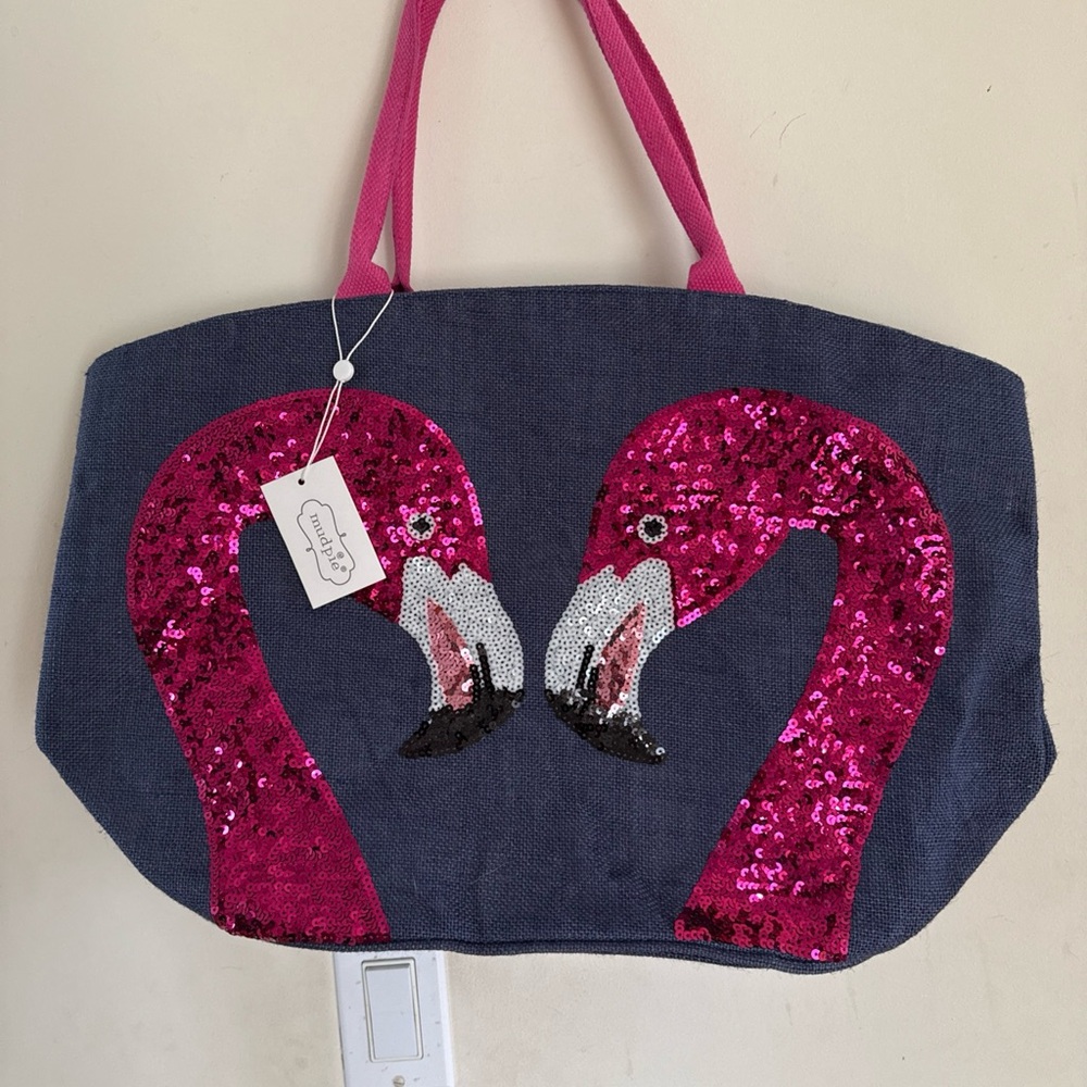 Pink and Blue Sequin Tote Bag with Glittery Accents